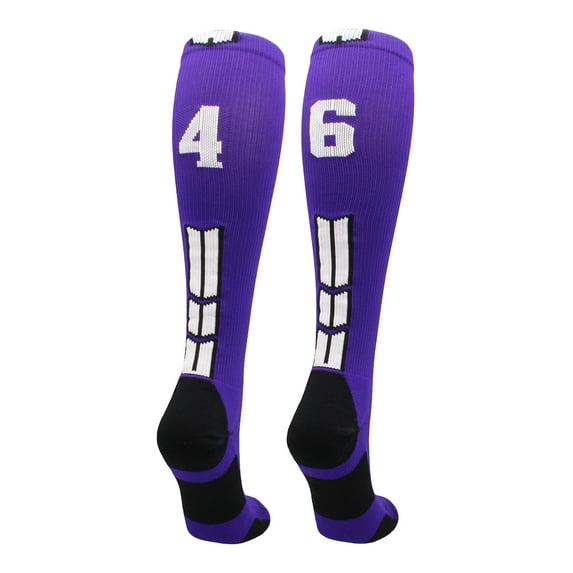 Player Id Number Socks Over the Calf Purple White (#46, Small)