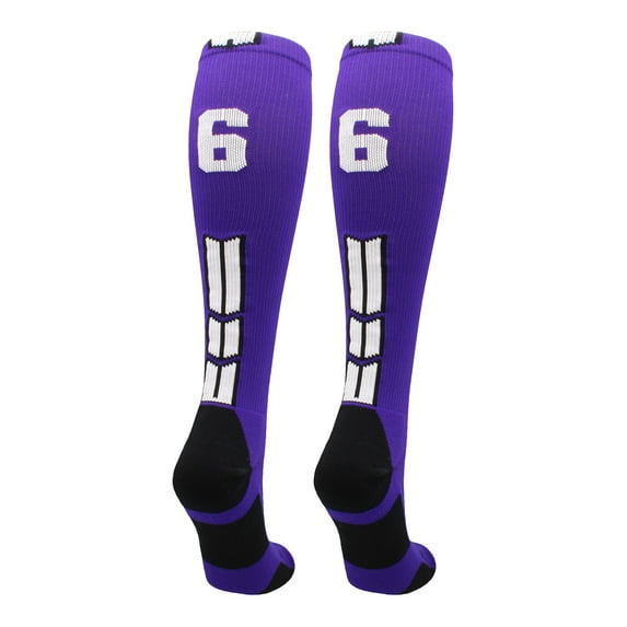 Player Id Number Socks Over the Calf Purple White (#66, Medium)