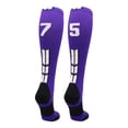 thumbnail image 1 of Player Id Number Socks Over the Calf Purple White (#75, Large), 1 of 2