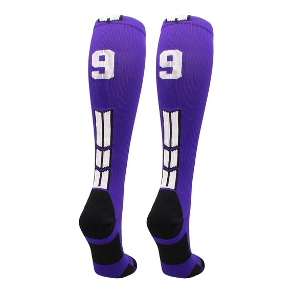Player Id Number Socks Over the Calf Purple White (#99, Large)