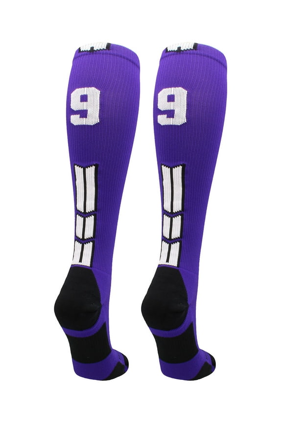 Player Id Number Socks Over the Calf Purple White (#99, Large)