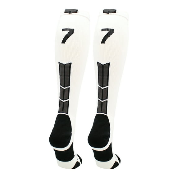 Player Id Number Socks Over the Calf White Black (#77, Large)