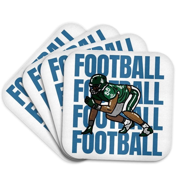 3drose, Player of American Football Gift for Player and Fans, Set of 4 Coasters - Soft