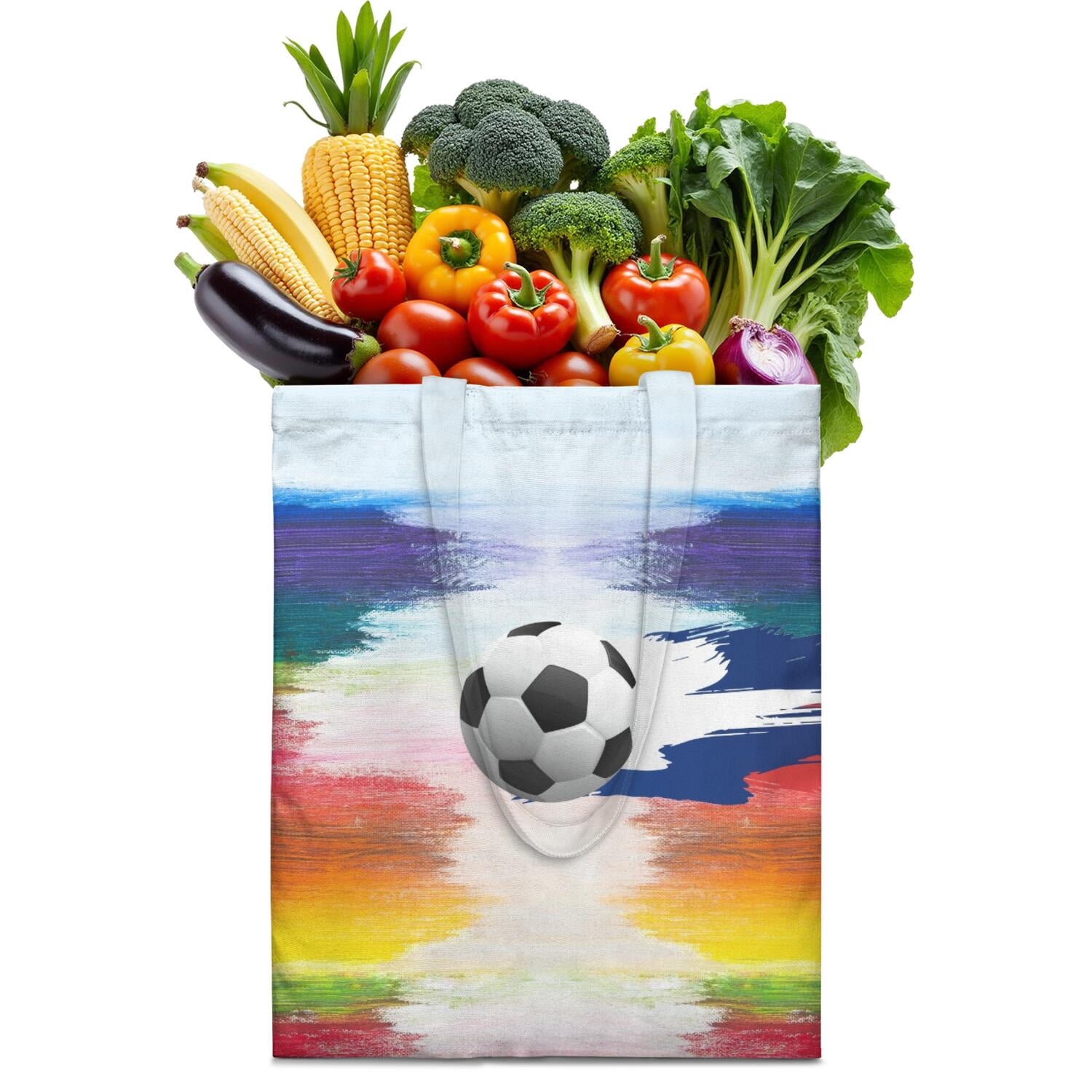 Player Sports Canvas Tote Bag – Baseball Football Soccer Basketball Print Reusable Tote Bag, Kids Boys Teen Athlete Team Competition Play Training Softball Volleyball Tennis Golf