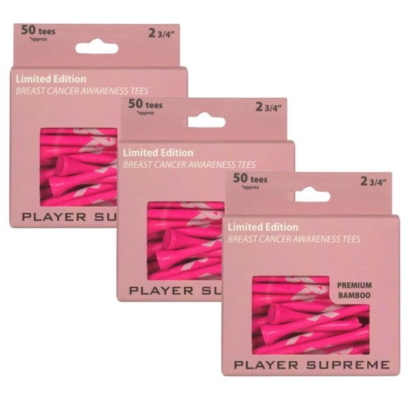 Player Supreme Limited Edition Breast Cancer Awareness Bamboo Golf Tees 2 3/4" (150 Count)