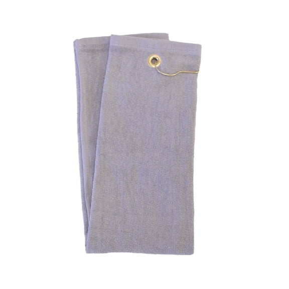 Player Supreme Signature Tri-Fold Cotton Terry Sports Utility Towel | Corner Hook and Grommet | 16"x24" - Gray