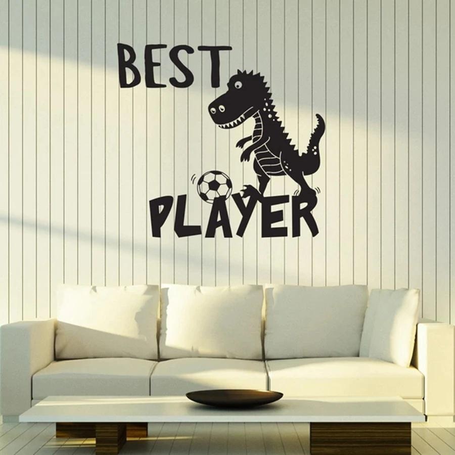 Player Wall Decal Words Lettering Soccer Dinosaur Sports Kids Boys Bedroom Nursery Interior Decor Vinyl Stickers Mural 57x60cm