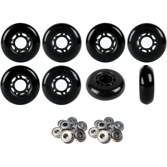 Player's Choice Inline Skate Wheels 68mm 82A Black Outdoor Roller Hockey 4 Pack -ABEC 9 Bearings