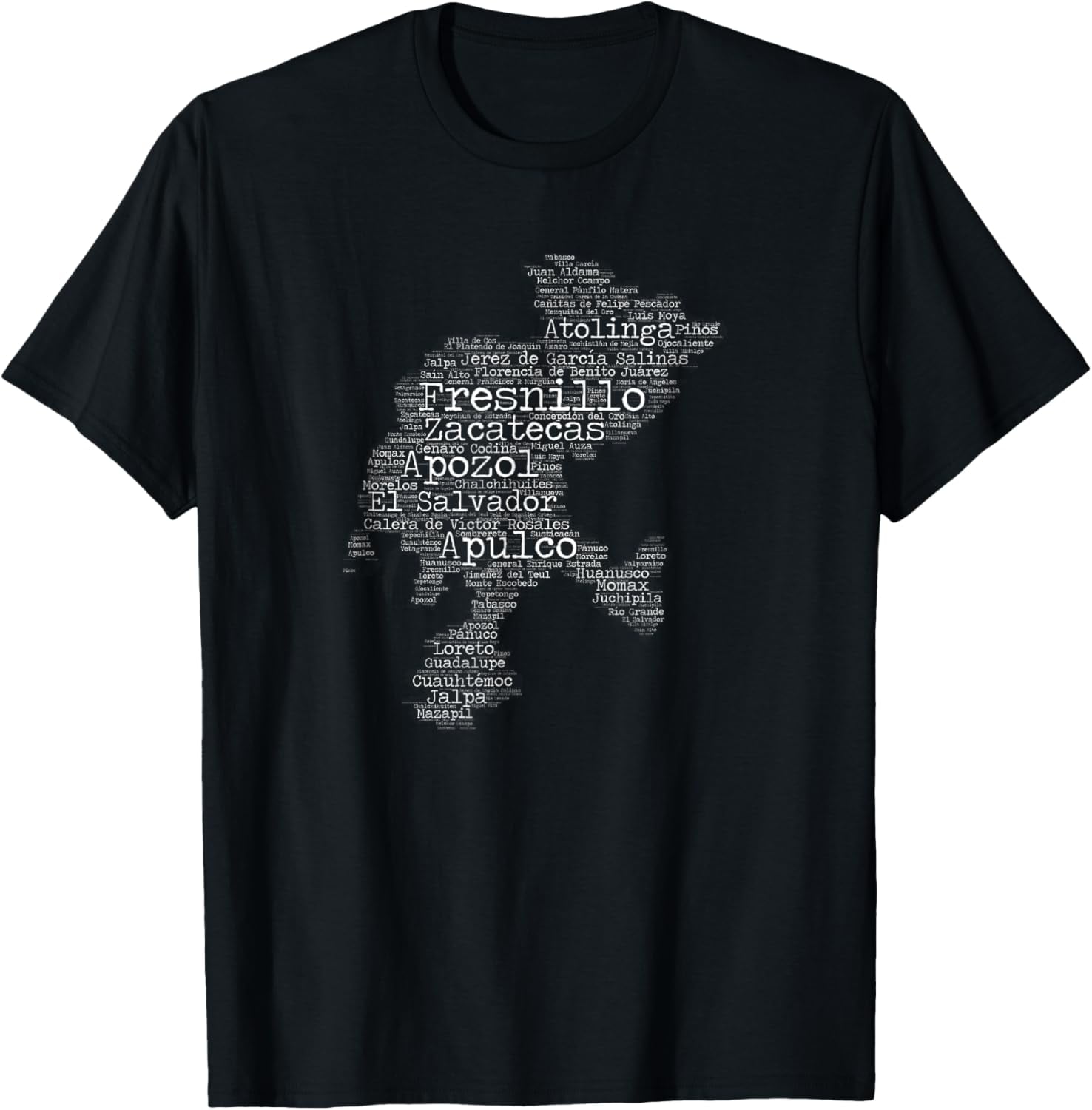 Playera de Mapa de Zacatecas Incluye Municipios y Ciudades TShirt