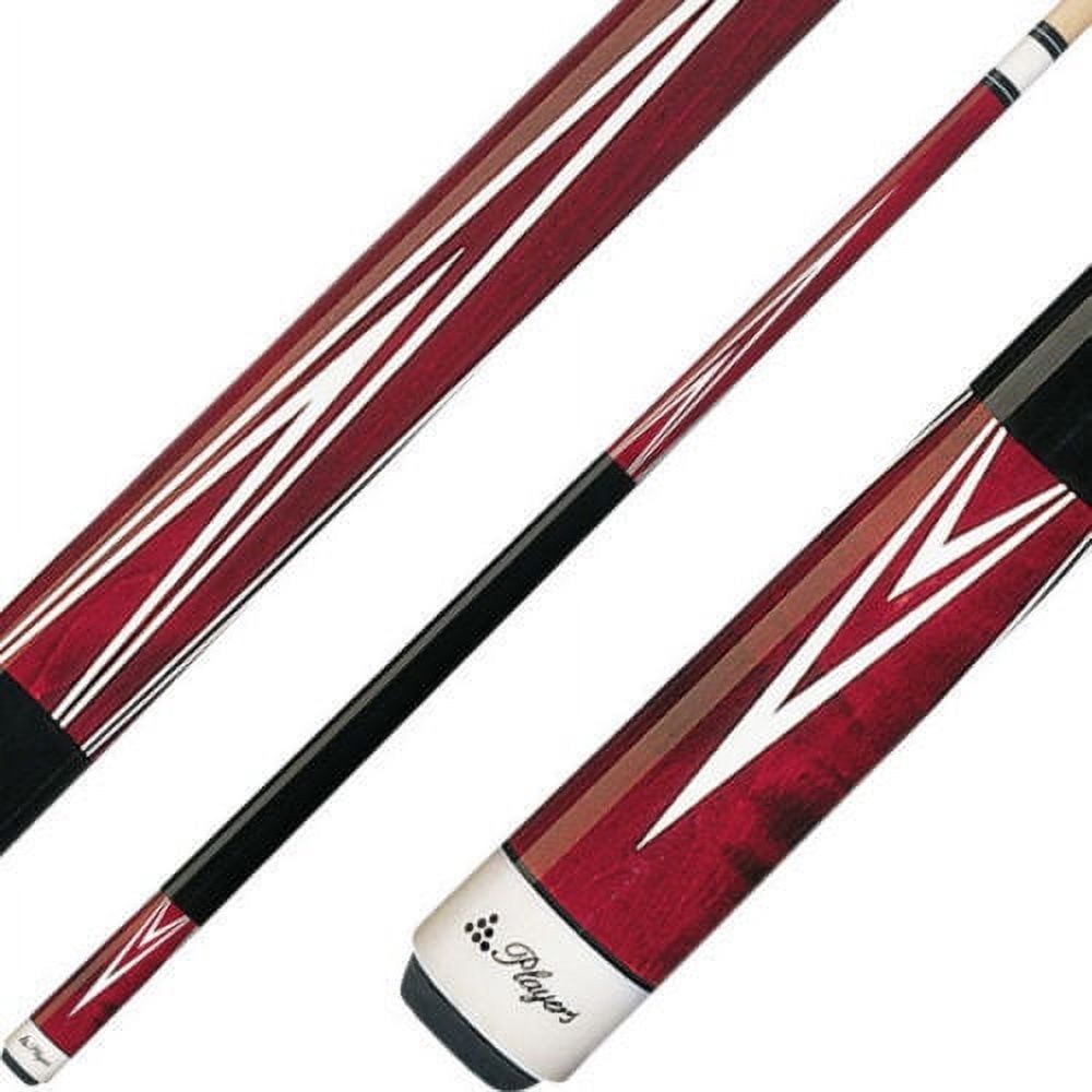 Crimson Red Birds-Eye Maple Pool Cue with White Veneer Points