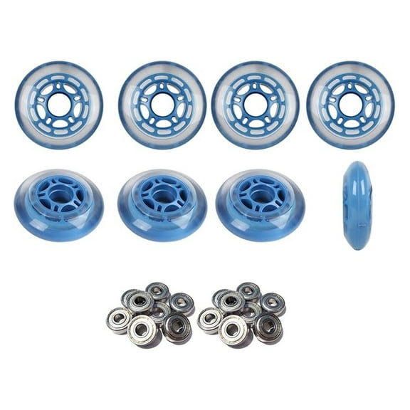 Players Choice Hockey Wheels 80mm 78A Soft Inline Skate Blue 8 Pack with ABEC 5 Bearings
