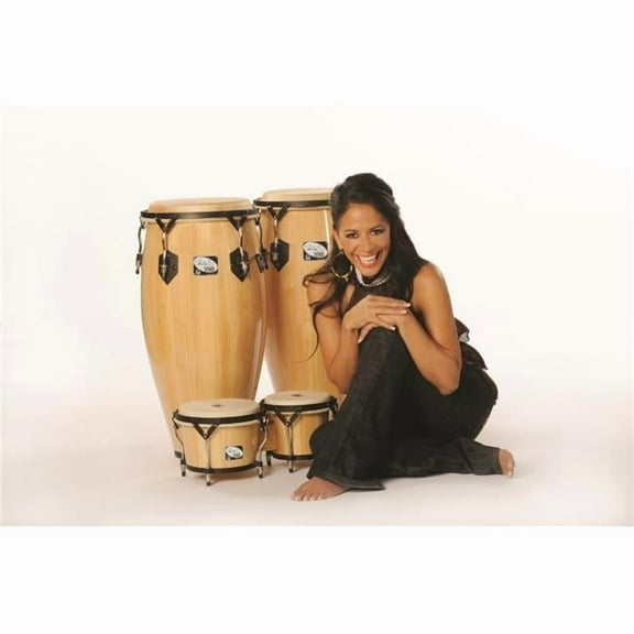 Players Series Wood Conga Set with Double Stand, Natural