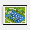 thumbnail image 1 of Players on Tennis Court // Isometric Illustration - Digital Art Tennis Sports Illustration Dog Geometric Garden Scenic Black Framed Wall Art Print 16 x 20 inches, 1 of 1