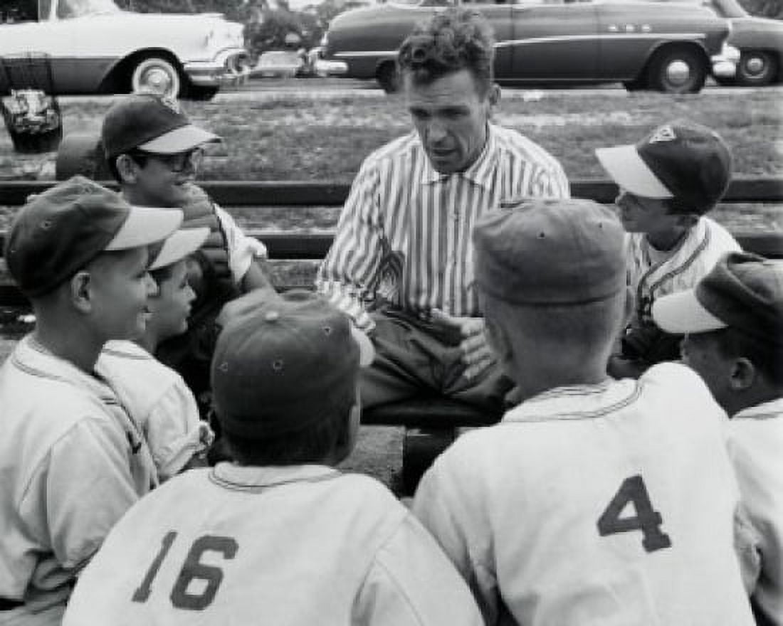 Players of a youth league baseball team with their coach Canvas Art - (24 x 36)