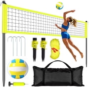 Playfect Portable Volleyball Net Set, Adjustable Height Poles, Anti-UV Net, Easy Set up for Outdoor & Beach