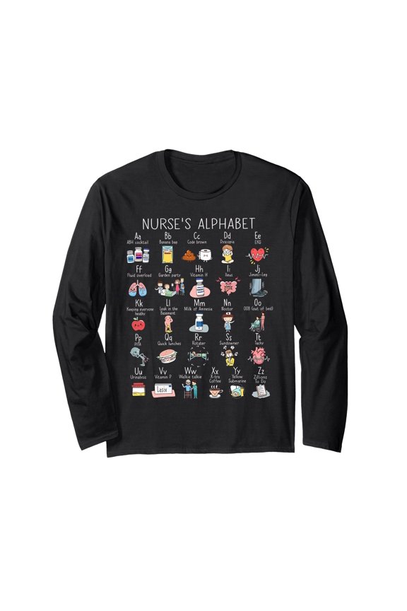 Playful ABC Nurse Appreciation Long Sleeve T-Shirt for Educators and Healthcare Professionals