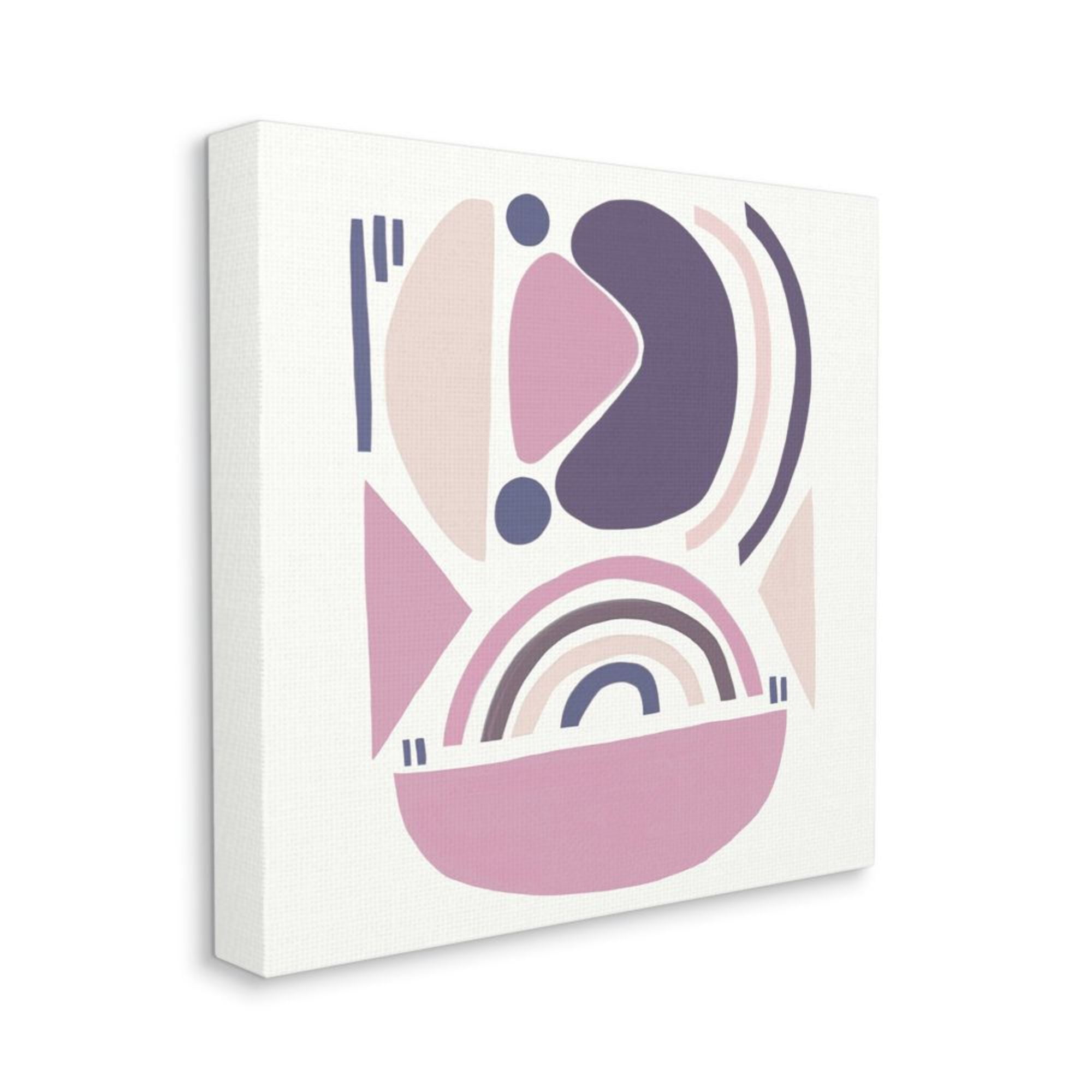 Playful Abstract Organic Shapes Purple Pink Beige Abstract Gallery-Wrapped Canvas Print Wall Art, 17x17