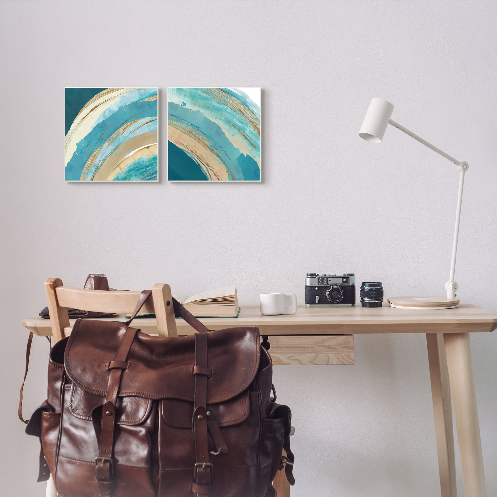 Stupell Industries Playful Abstract Turquoise Rainbow Asymmetrical Arches ,2pc, each 12 x 12,Designed by Flora Kouta