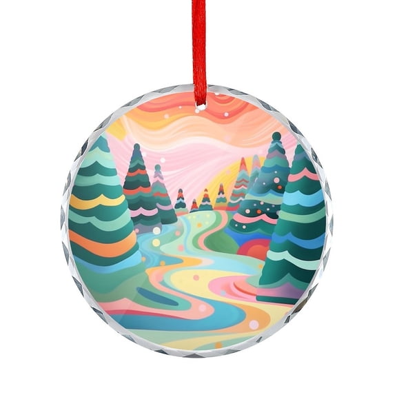 Playful Abstractions Christmas Tree Crystal Glass Ornament Appreciation Gifts Ornaments for Xmas Tree Xmas Rustic Winter Holiday Glass Round Christmas Ornament