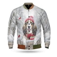 thumbnail image 1 of Playful Afghan Hound Welcomes Winter Snowy Day with Cardinal Bird All Over Print 3D Baseball Jacket Dog Lover Bomber Jacket Softball - 12017, 1 of 6