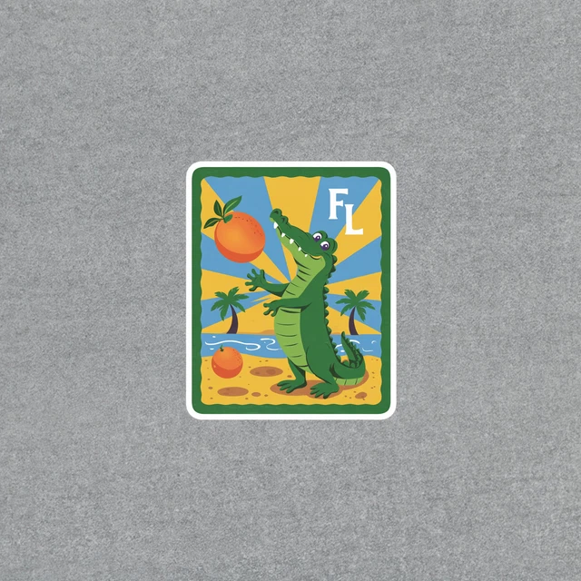 Playful Alligator Catching Orange Sticker For Kids, Laptops & Morephone ...