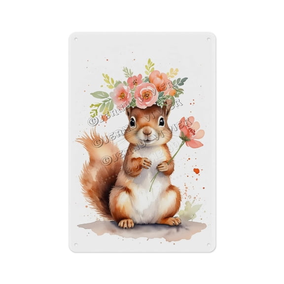 Playful Aluminum Sign - Funny Squirrel - 8 x 12 Inches - Fun Metal Sign for Kitchen Ideal for Cooking Enthusiasts