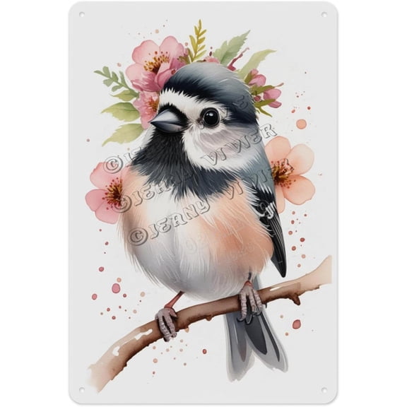 Playful Aluminum Sign - Tits Bird - 8 x 12 Inches - Fun Metal Sign for Bedroom