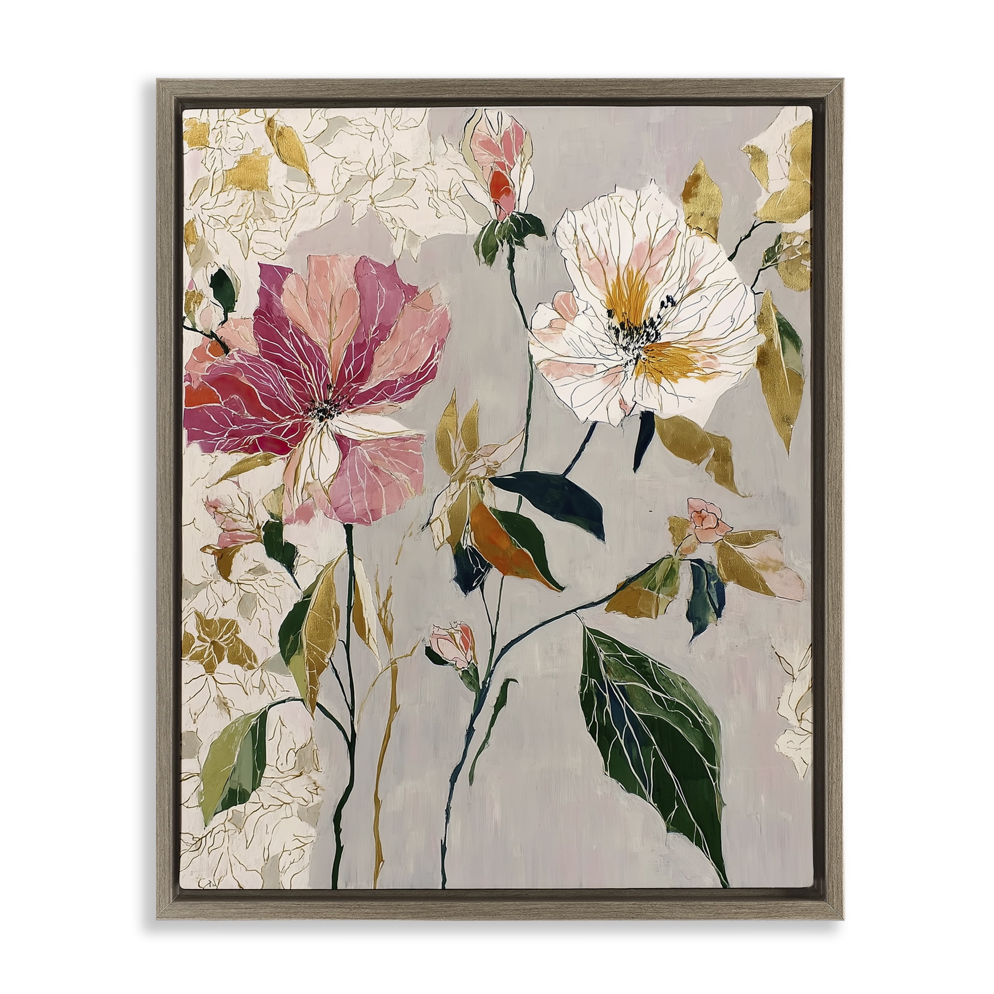 Playful Assumption Abstraction Brown Framed Floater Canvas Wall Art, design by Annabelle Hall