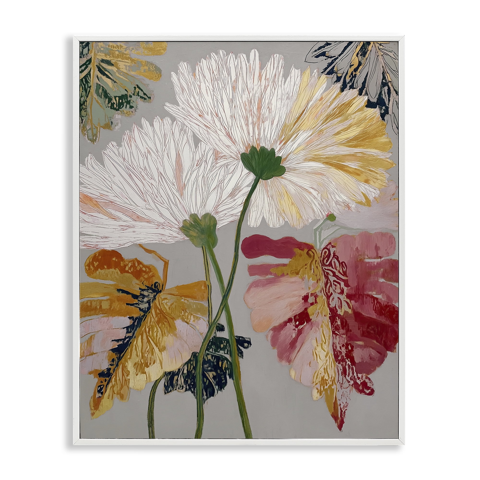 Playful Assumptions Flowers White Framed Giclee Art, design by Annabelle Hall