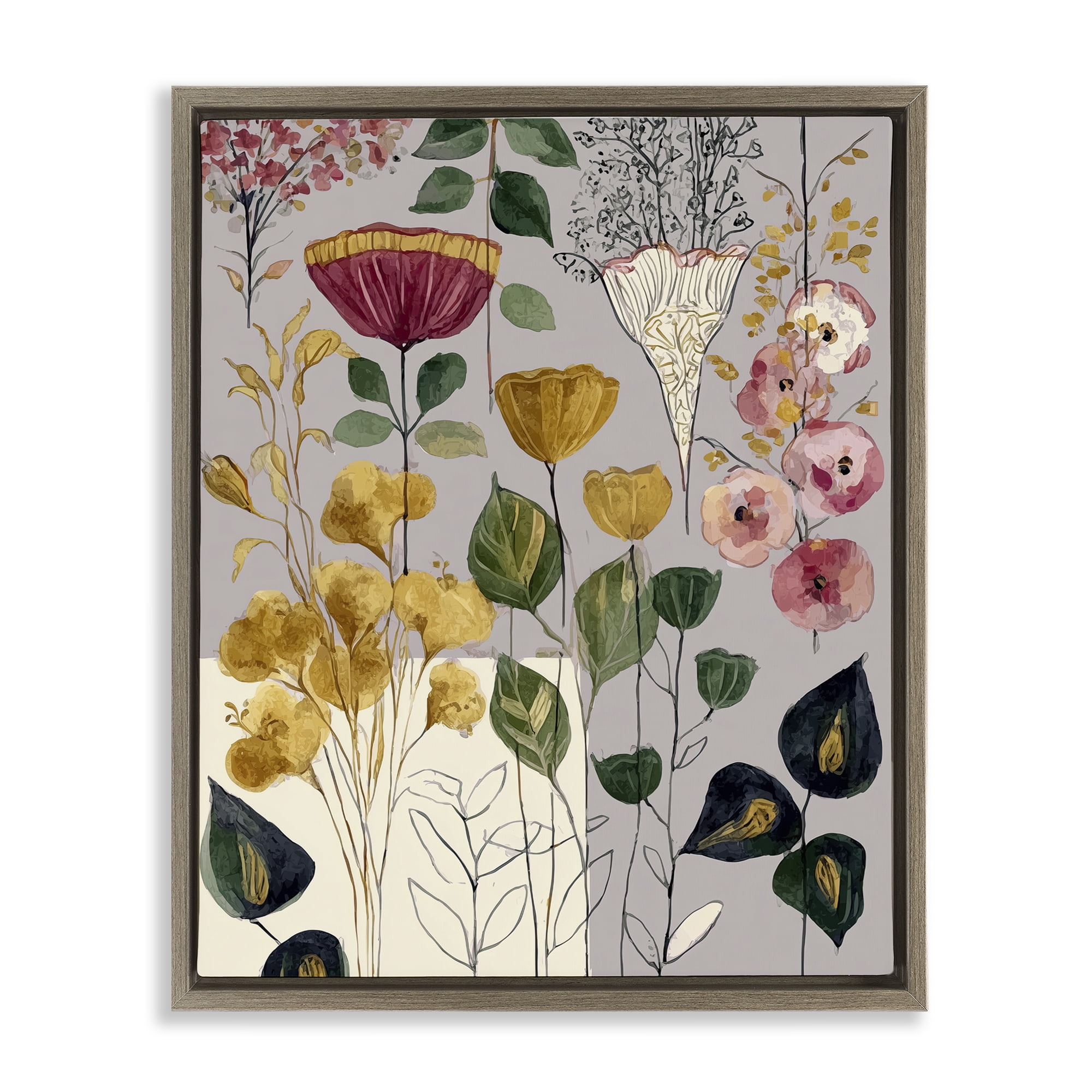 Playful Assumptions Foliage Brown Framed Floater Canvas Wall Art, design by Annabelle Hall