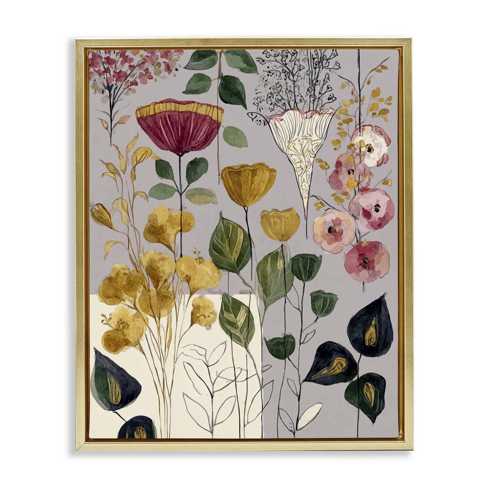 Playful Assumptions Foliage Gold Framed Floater Canvas Wall Art, design by Annabelle Hall