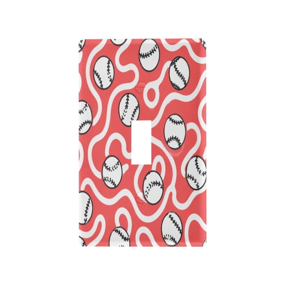 Playful Baseball Pattern Design Decorative Wall Plate, Flame Retardant PC Plastic Light Switch & Outlet Cover with Mounting Screws Fits Toggle Switch
