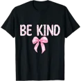 thumbnail image 1 of Playful Be Kind Pink Bow T-Shirt for Positive Kindness and Stylish Comfort, 1 of 5