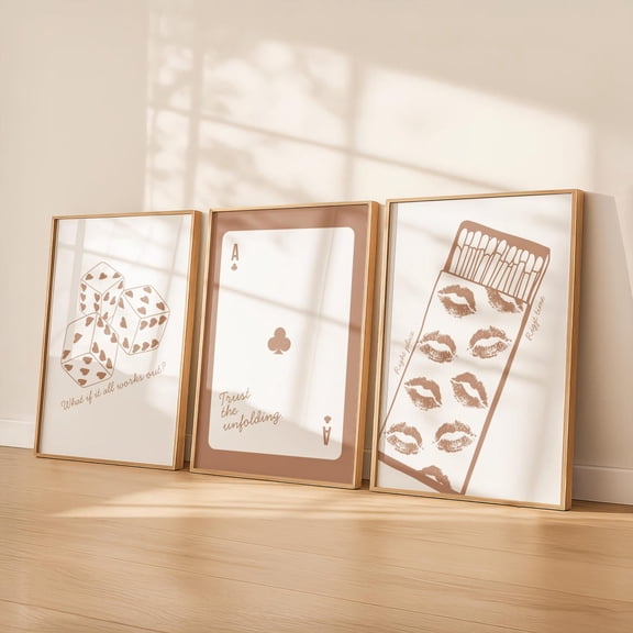 Playful Bedroom Art Dice Card Lips Illustration, Poster Only