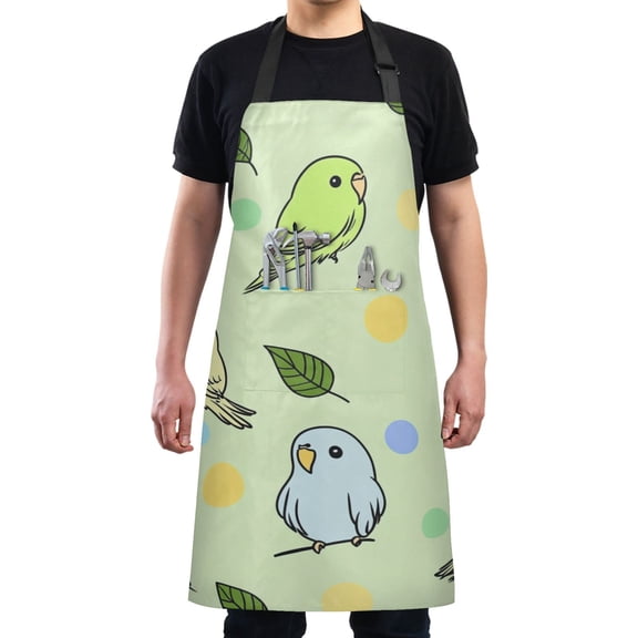 Playful Birds Chef Kitchen Apron with Pockets for Women Waterproof Aprons for Cooking Baking