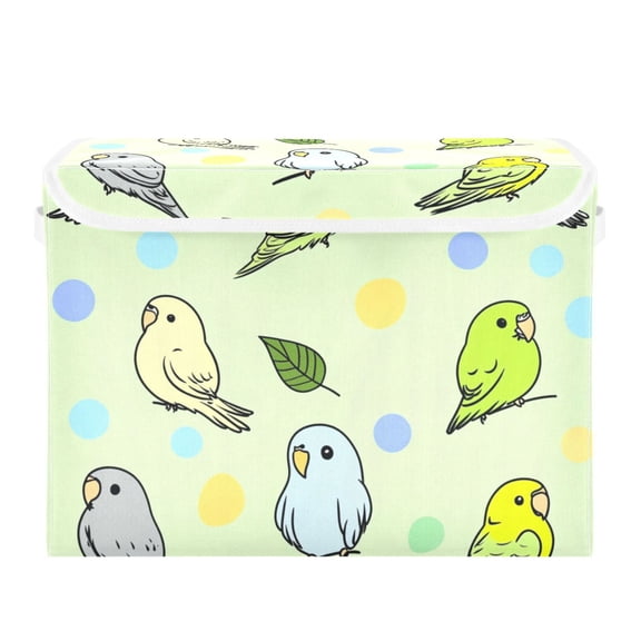 Playful Birds Large Storage Bins with Linen Collapsible Lid Storage Box 16.7 x 12.6 x 11.8in