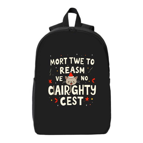 Playful Black Backpack with Bold Text & Cartoon Bear - Perfect for College High School Travel - Fits 15 " Laptop & iPad