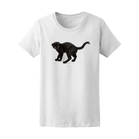 Playful Black Cat Looking Back Tee Women's -Image by Shutterstock