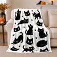 thumbnail image 1 of Playful Black Cats Pumpkins autumn celebration, Playful Pet Portrait Pattern, Warm Flannel Blanket for Living Room and Reading Nook, Cat Lovers autumn celebration Gift, Pet Lover Home Decor, 1 of 9