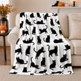 thumbnail image 1 of Playful Black Cats White, Playful Pet Portrait Pattern, Warm Flannel Blanket for Living Room and Bedroom with Detailed Artwork, Cat Lovers Thanksgiving Gift, Pet Lover Home Decor, 1 of 9