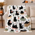 thumbnail image 1 of Playful Black Cats Yarn Hearts Whimsical, Playful Pet Portrait Pattern, Warm Flannel Blanket for Living Room and Reading Nook, Cat Lovers Thanksgiving Gift, Pet Lover Home Decor, 1 of 9