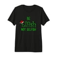 thumbnail image 1 of Playful Black Christmas T-Shirt with 'Be Elfish Not Selfish' Message for Holiday Cheer, 1 of 5