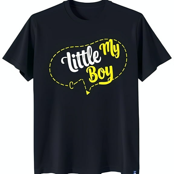 Playful Black T-Shirt with ' Boy' Speech Bubble Graphic