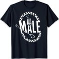 thumbnail image 1 of Playful Black T-Shirt with Checkered Circle Design Fork & 'MALE' Text, 1 of 5