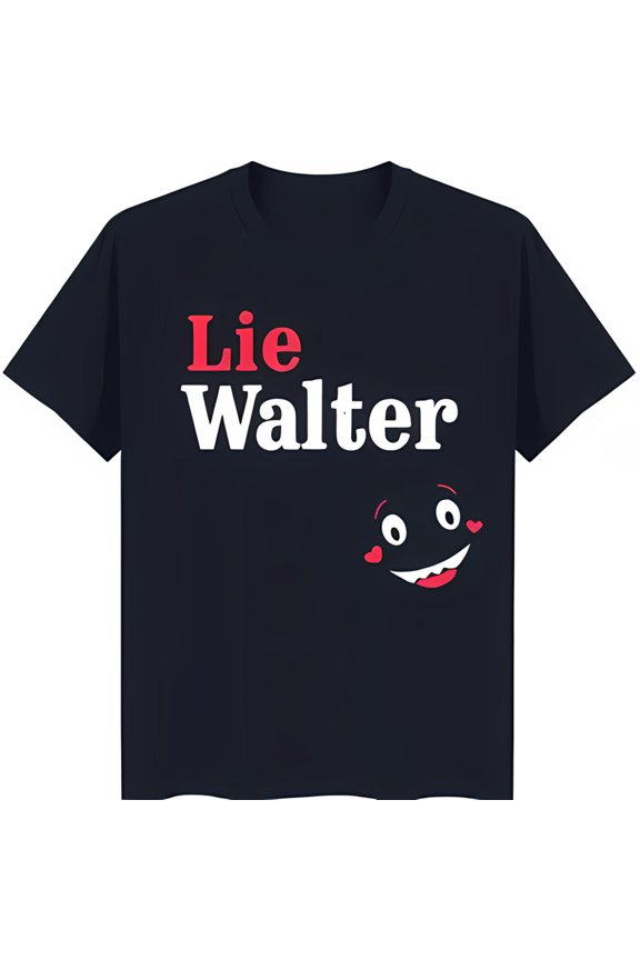 Playful Black T-Shirt with 'Lie Walter' Graphic