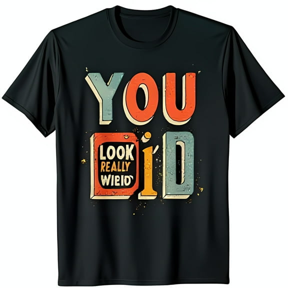 Playful Black T-Shirt with Retro 'You Did It ' Graphic