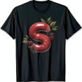 thumbnail image 1 of Playful Black T-Shirt with Unique Shaped Sausage Graphic Green Leaves & Red, 1 of 1