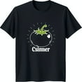 Playful Black TShirt with Whimsical Tomato Graphic and 'Csimer' Text