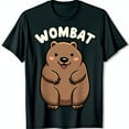 thumbnail image 1 of Playful Black T-Shirt with Wombat Graphic Cute Cartoon Design, 1 of 5