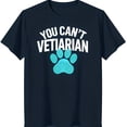 thumbnail image 1 of Playful Black T-Shirt with 'You Can't Vetiarian' Text and Blue Print Design, 1 of 5